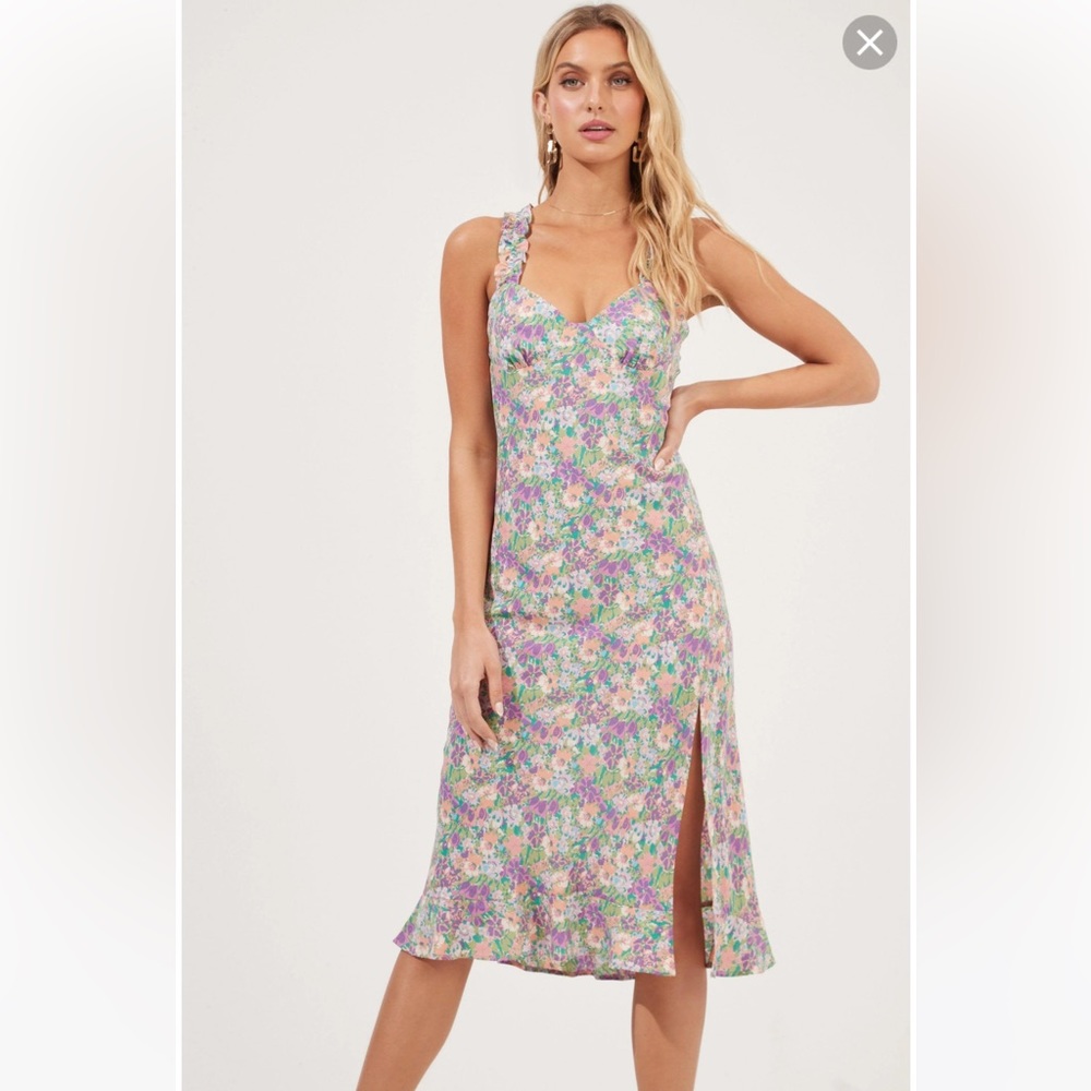 ASTR the Label Floral Crisscross Back Midi Dress Size S